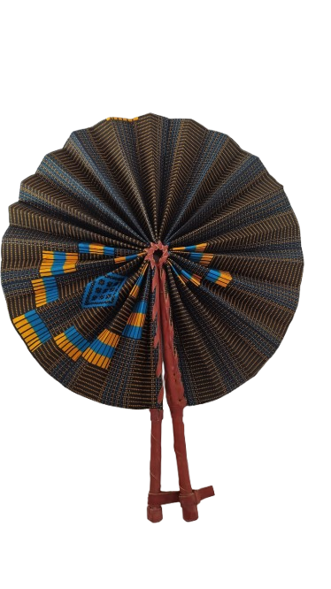 Éventail Noir Bleu Orange pâle
