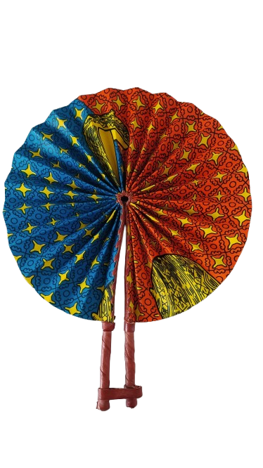 Éventail Étoiles Jaune Orange Bleu