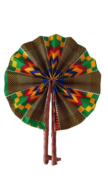 Éventail Ghanéen Vert Orange Rouge Bleu – Image 2
