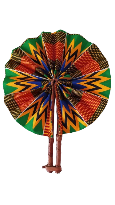 Éventail Ghanéen Vert Orange Rouge Bleu