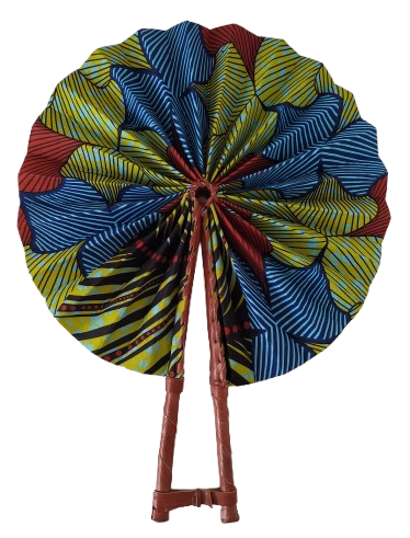 Éventail Fleur Rayure Bleu Vert Rouge – Image 2