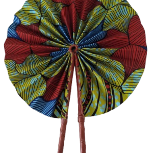 Éventail Fleur Rayure Bleu Vert Rouge