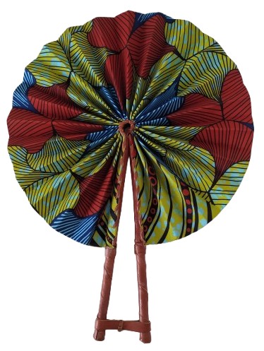 Éventail Fleur Rayure Bleu Vert Rouge