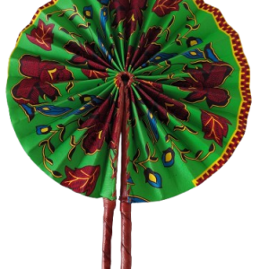 Éventail Vert Fleur Rouge