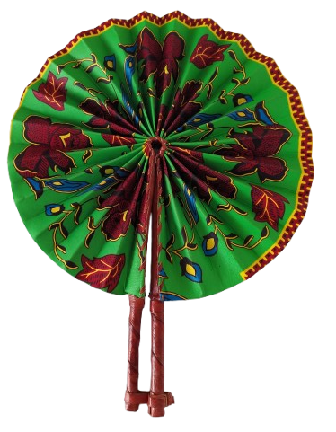 Éventail Vert Fleur Rouge