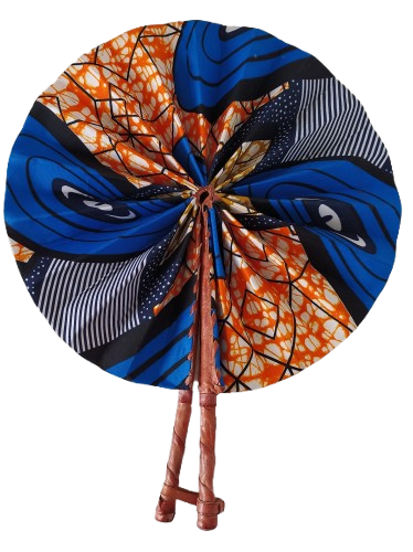 Éventail Bleu Orange Marron