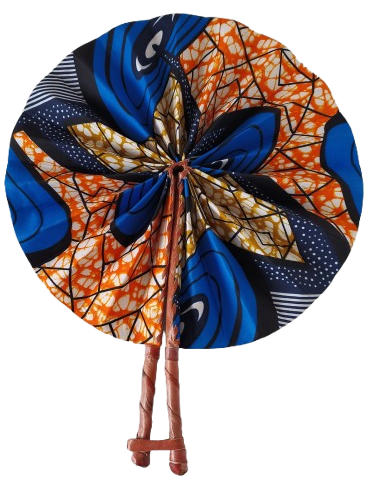 Éventail Bleu Orange Marron – Image 2