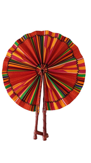 Éventail Ghanéen Cercles Rouge Orange