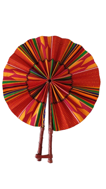 Éventail Ghanéen Cercles Rouge Orange – Image 2