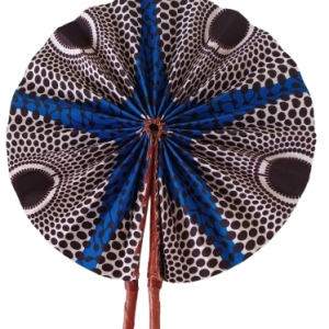 Éventail Points Marron, Bleu, Blanc