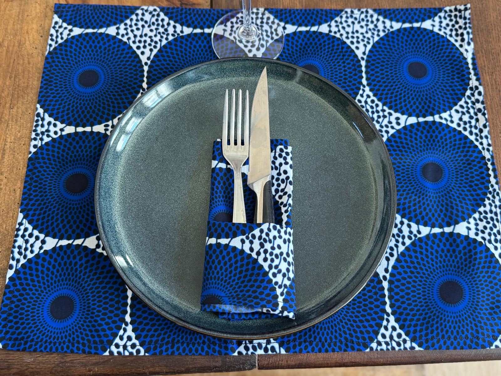 Ensemble de linge de table (6 personnes) Bleu Blanc – Image 2