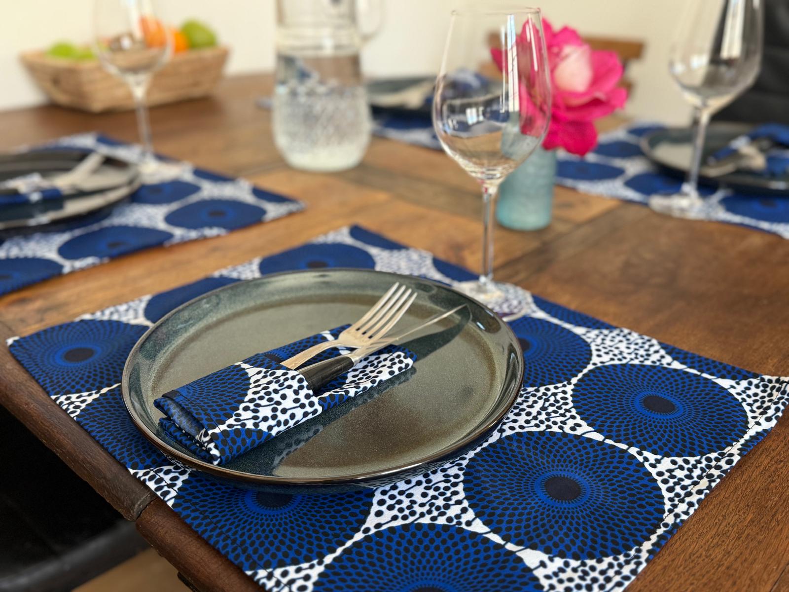 Ensemble de linge de table (6 personnes) Bleu Blanc – Image 3