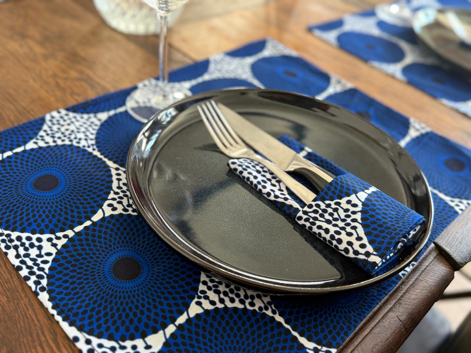 Ensemble de linge de table (6 personnes) Bleu Blanc – Image 4
