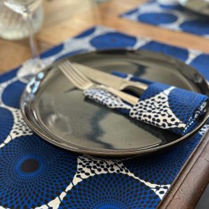 Ensemble de linge de table (6 personnes) Bleu Blanc