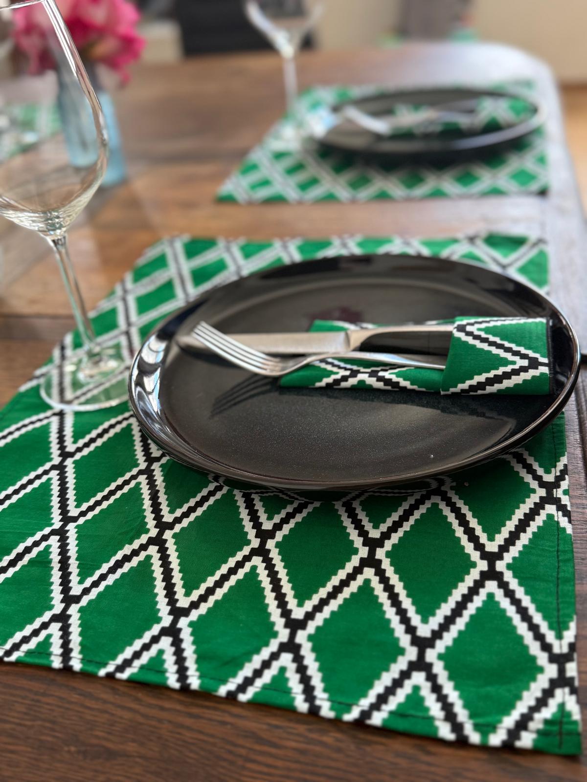 Ensemble de linge de table (6 personnes) Vert