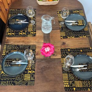 Ensemble de linge de table (6 personnes) Noir Orange