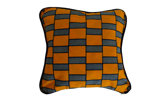 Housse de coussin Damier Orange avec bordure