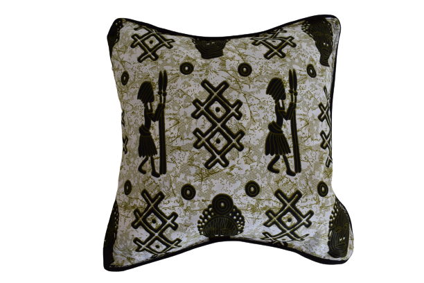 Housse de coussin Ancestral Africain avec bordure