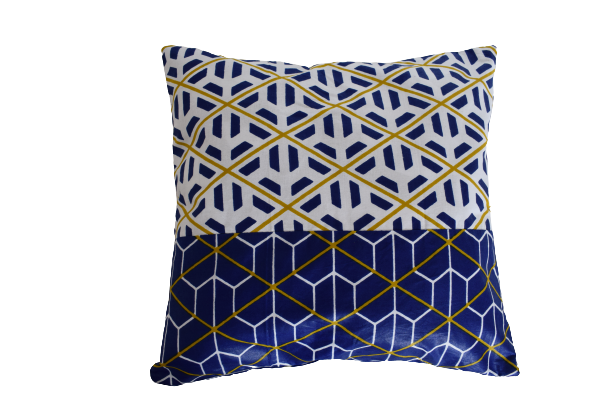 Housse de coussin Géométrique Bleu Blanc