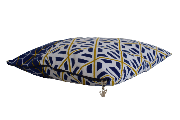 Housse de coussin Géométrique Bleu Blanc – Image 3