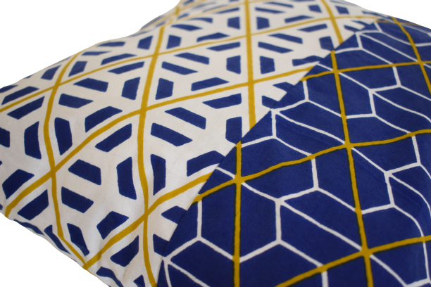 Housse de coussin Géométrique Bleu Blanc – Image 2