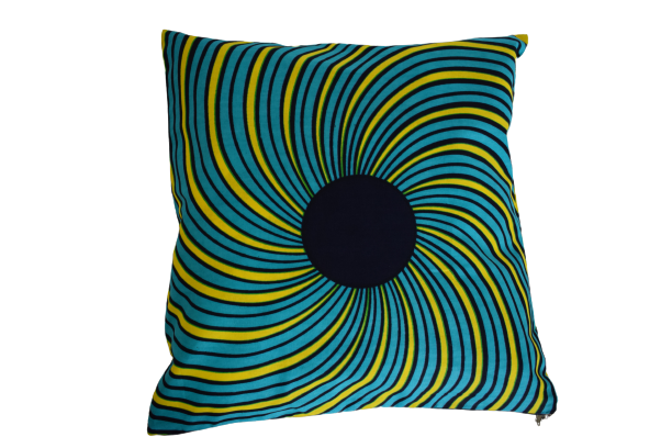 Housse de coussin Spirale Jaune Turquoise
