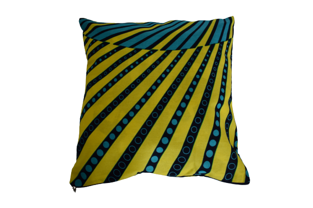 Housse de coussin Spirale Jaune Turquoise – Image 4