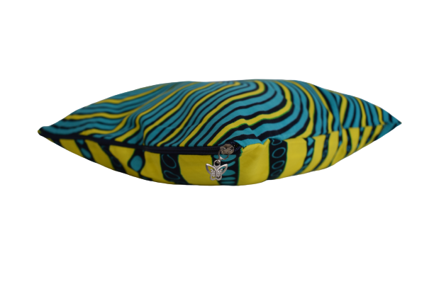 Housse de coussin Spirale Jaune Turquoise – Image 2