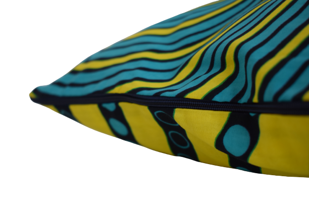 Housse de coussin Spirale Jaune Turquoise – Image 3