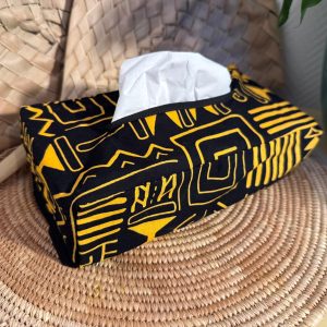 Housse boîte à mouchoirs Noir Jaune