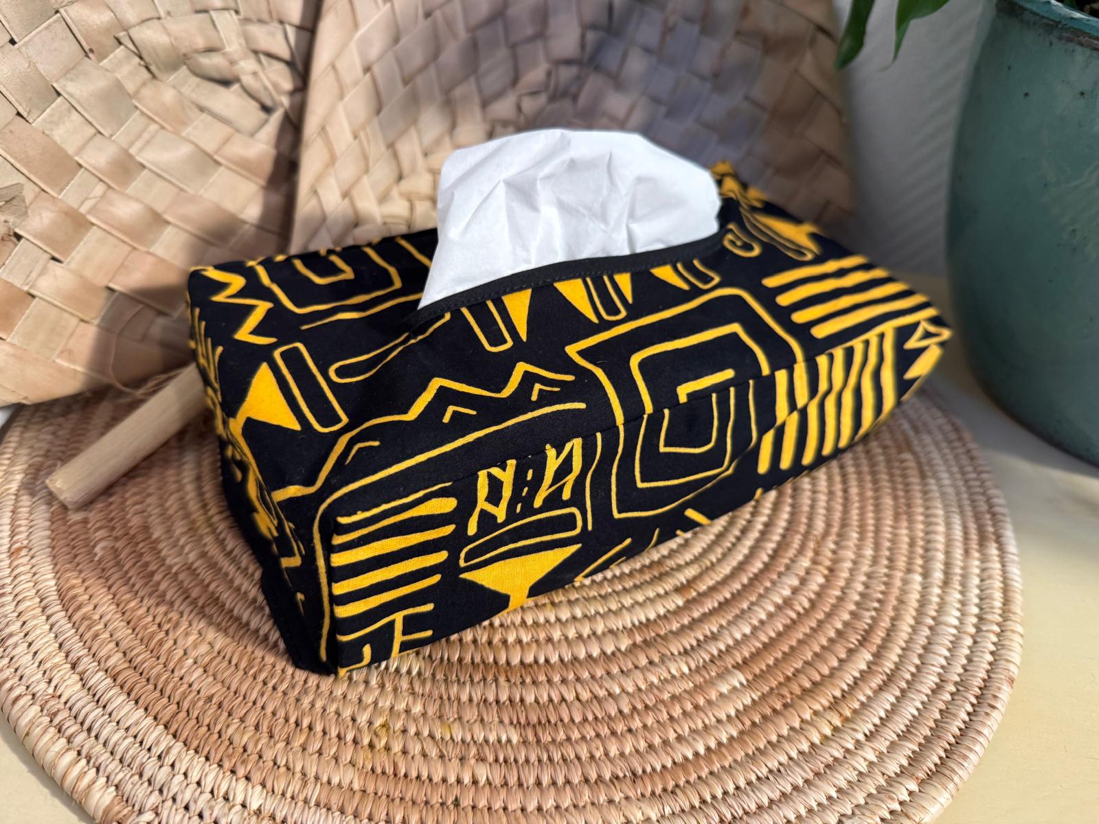Housse boîte à mouchoirs Noir Jaune